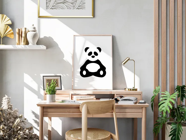 Illustration "Panda" - mise en scene dans un cadre sur un bureau